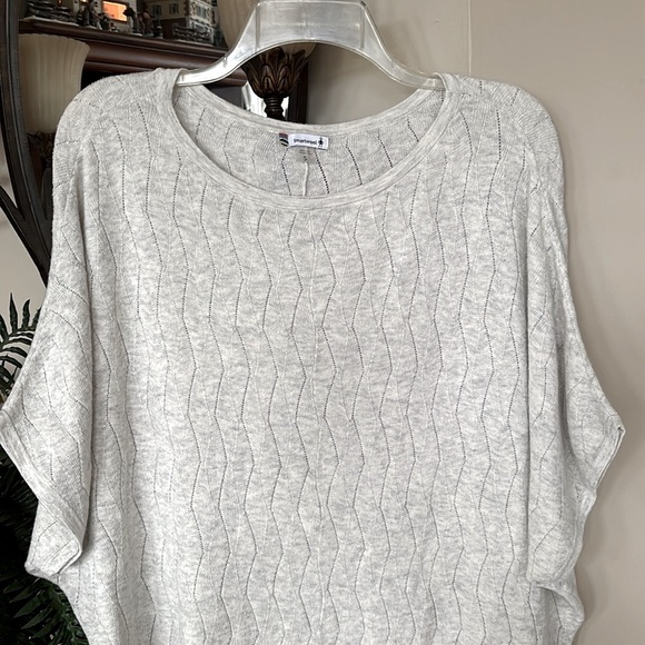 Smartwool Zig Zag Knit Sweater Dolman Sleeves Light Gray Pullover Pointelle - Picture 3 of 12